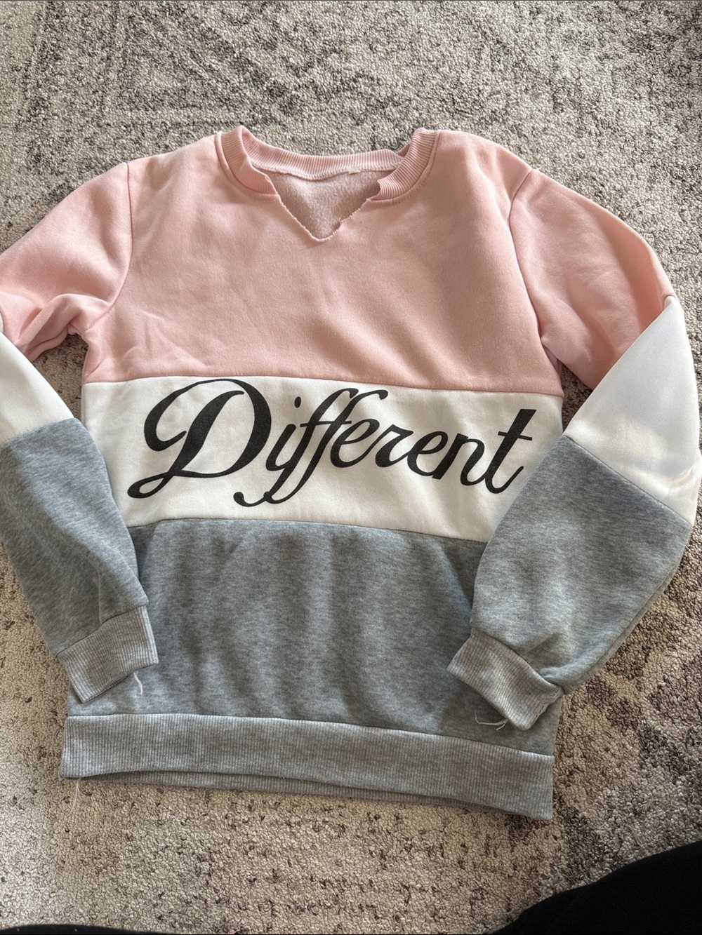 Women's Colorblock 'Different' Pullover Sweatshirt - Pink/White/Gray